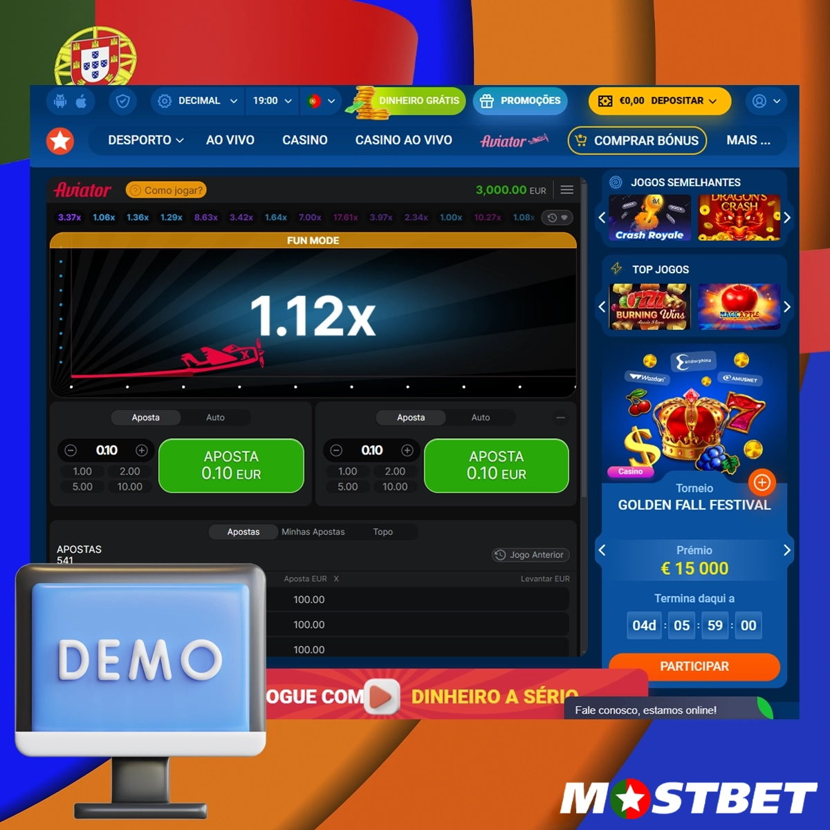 Como funciona a versão de demonstração do Mostbet Aviator?