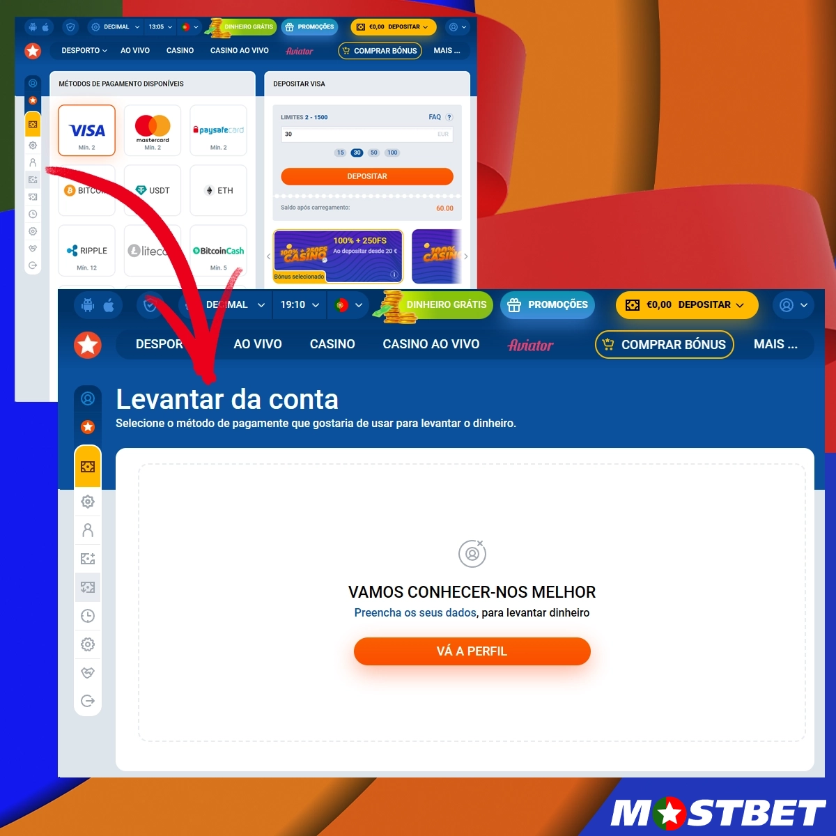Como é que se processa a retirada de fundos na Mostbet?