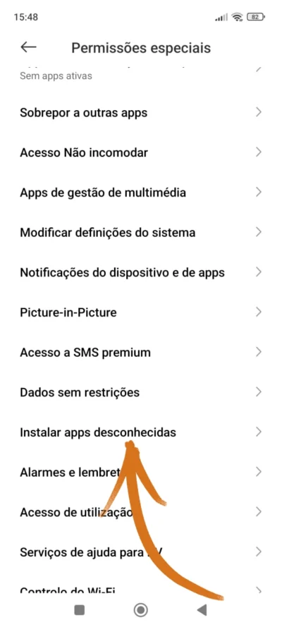 Permitir a instalação de uma aplicação do Play Market, passo 1