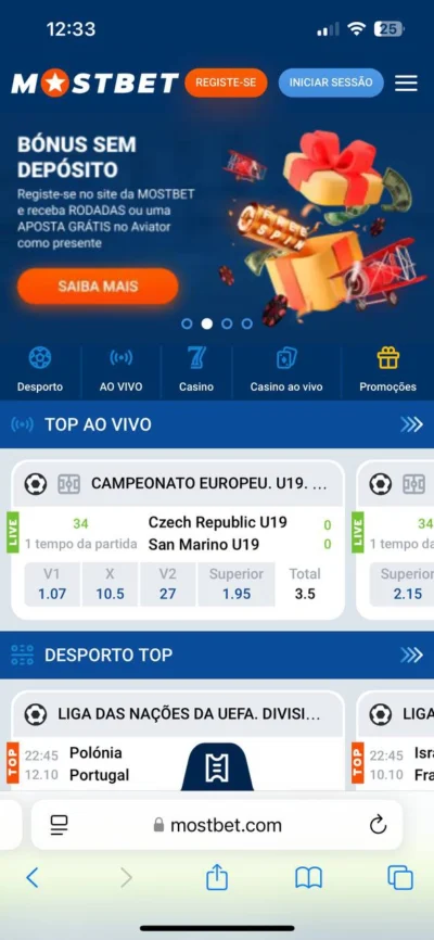 Abre o site oficial da Mostbet Portugal, passo 2