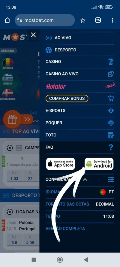 Clique em Descarregar para Android, passo 4