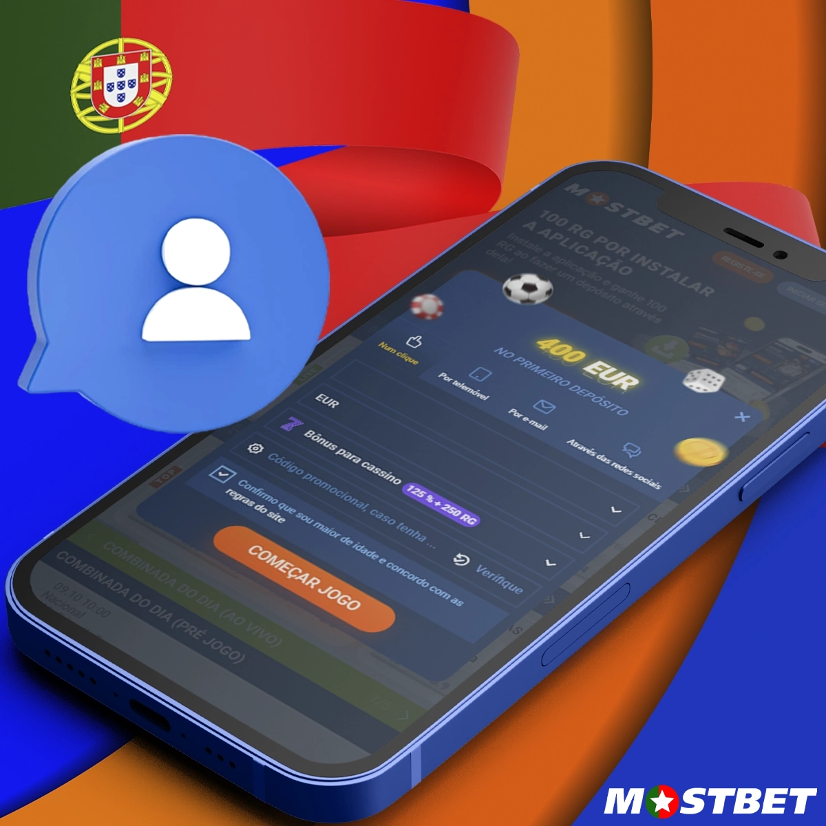Instruções sobre como se registar através da aplicação móvel Mostbet