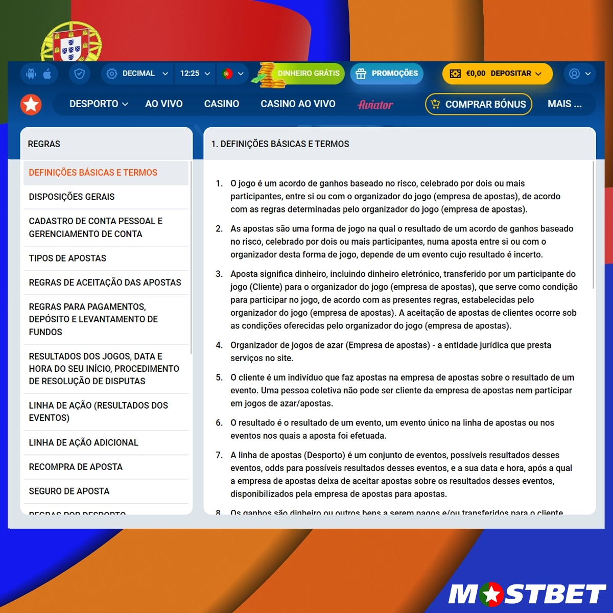 Visão geral das regras e regulamentos básicos da Mostbet