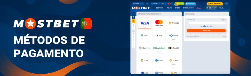 Mostbet métodos de pagamento variados